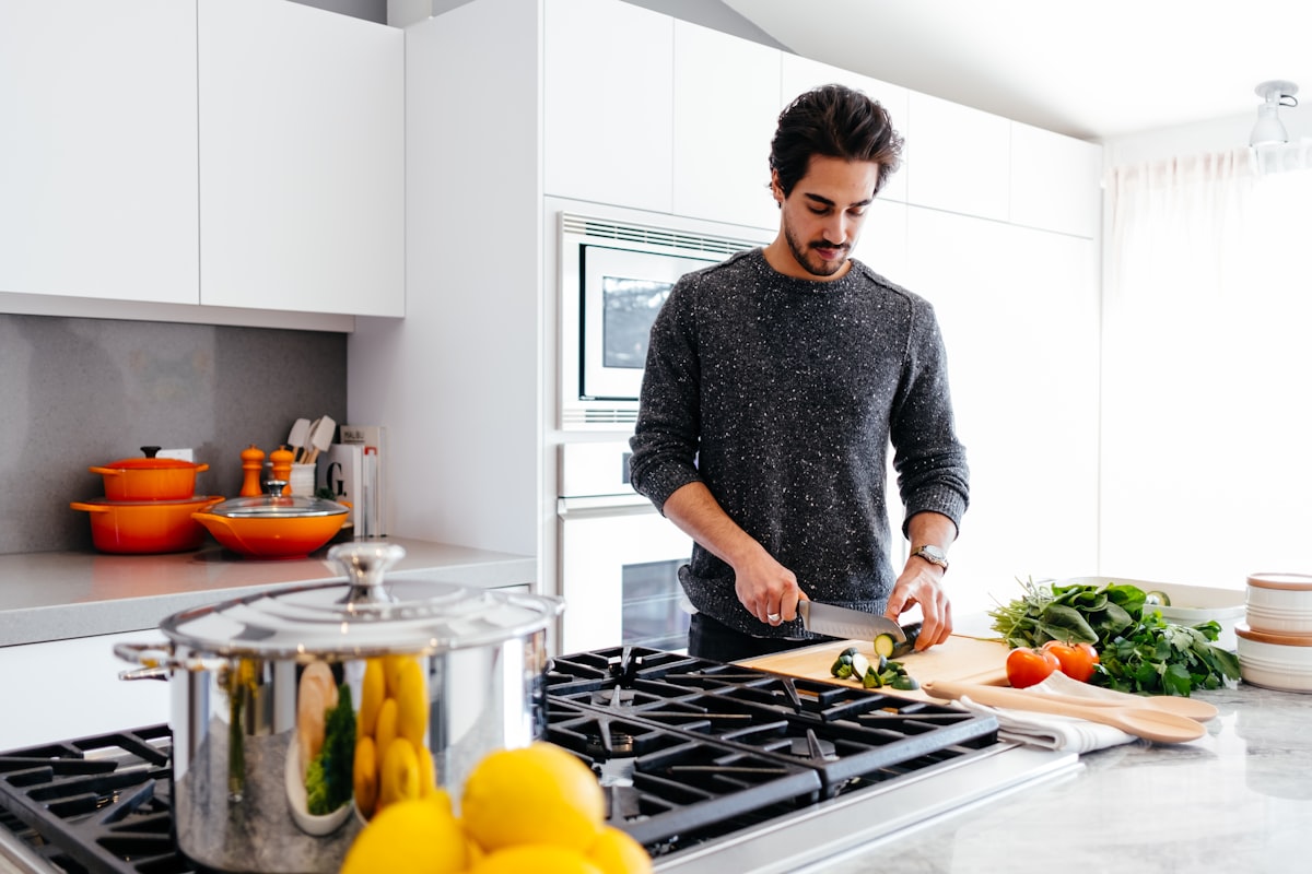 Healthy meal preparation with fresh vegetables and lean protein